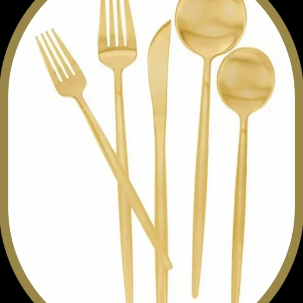 Fameware Stainless Steel Matte Gold 30 Piece Flatware Set, NEW